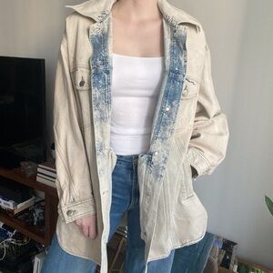 Pale Acid-Washed Oversized Jean Jacket 100% Cotton
